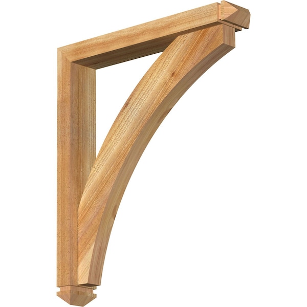 Ekena Millwork Thorton Arts and Crafts Rough Sawn Bracket w/ Offset Brace, Western Red Cedar, 4"W x 24"D x 28"H BKT0402X24X28THR03RWR - main